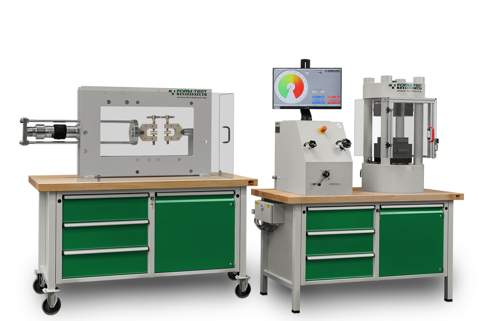 Universal Testing Machine UPB 86/200 on workbench with Compression Test Frame BETA 5-2000