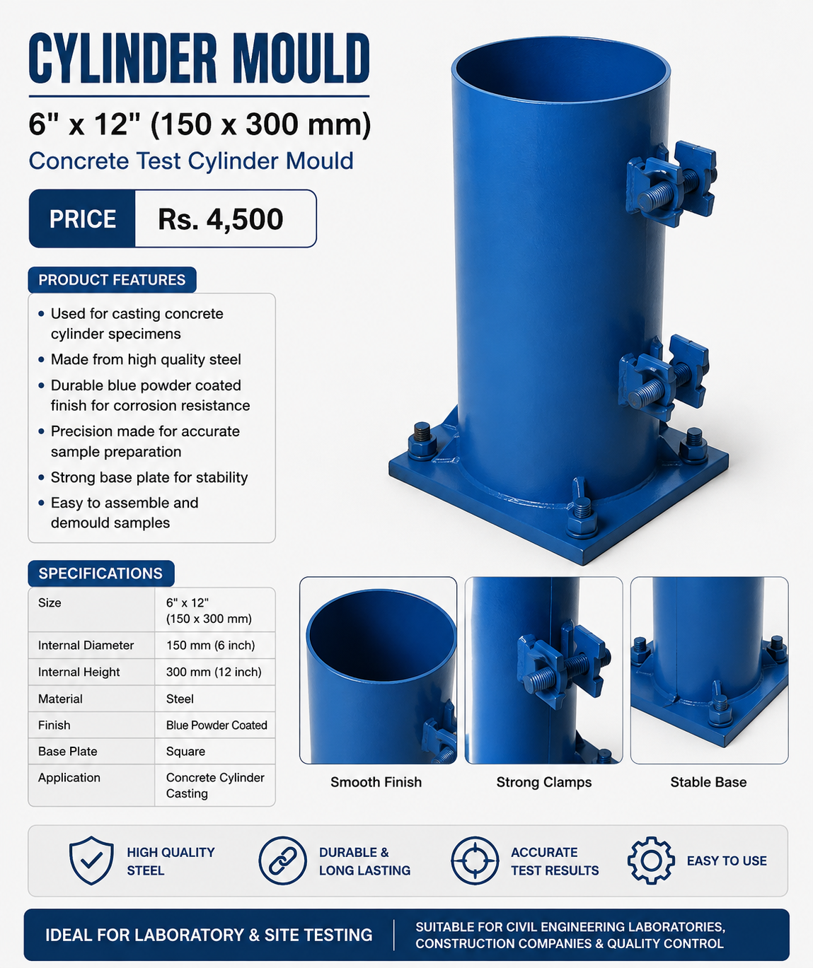 Concrete Cylinder Mould 6 × 12 Inch